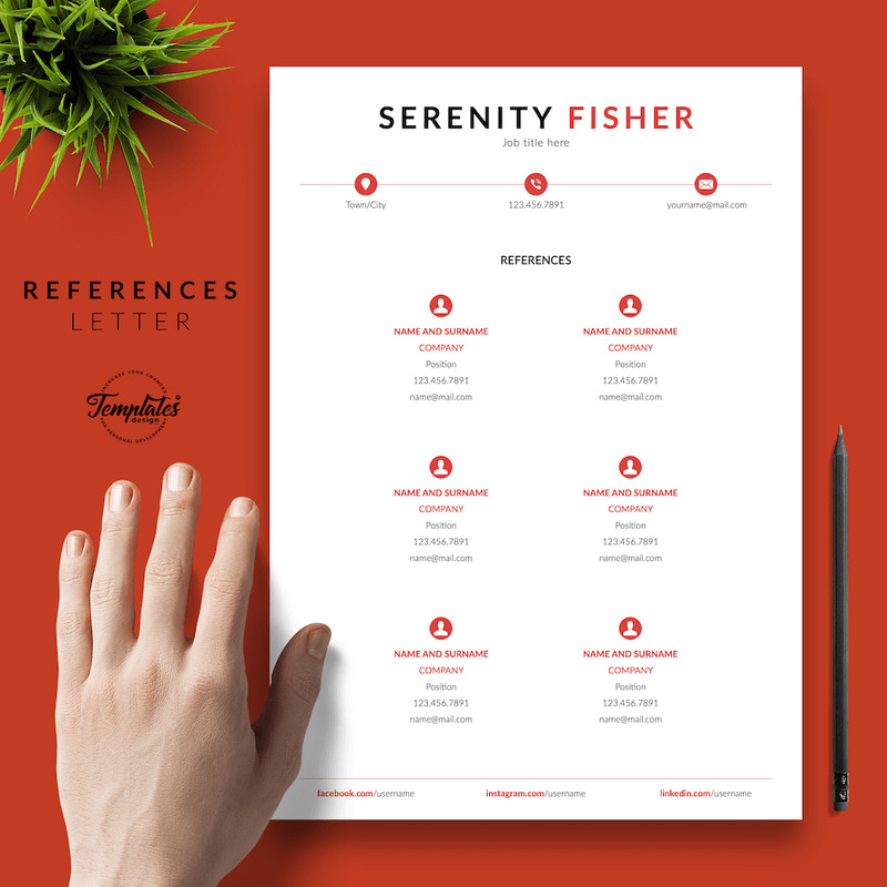 Serenity Fisher - Modern CV Resume Template with Cover Letter for Microsoft Word & iWork Pages - Features Image 6