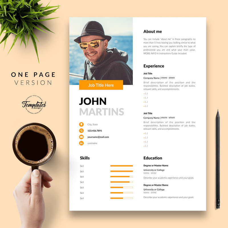 John Martins - Modern CV Resume Template with Cover Letter for Microsoft Word & iWork Pages - Features Image 2