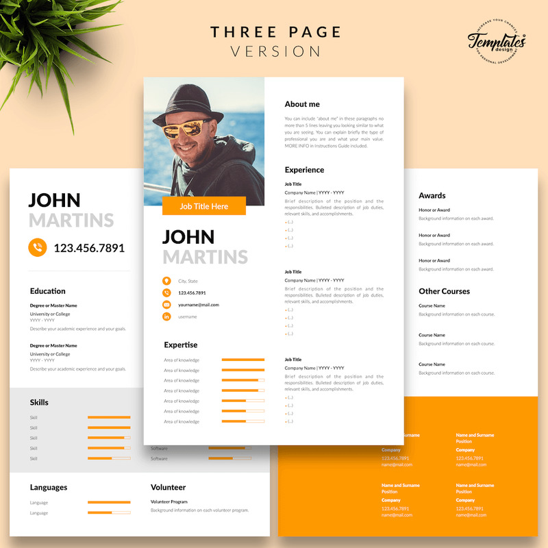 John Martins - Modern CV Resume Template with Cover Letter for Microsoft Word & iWork Pages - Features Image 4