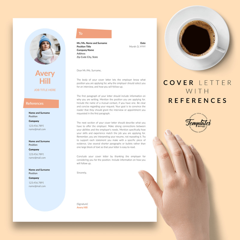Avery Hill - Modèle de CV créatif avec lettre de motivation pour les pages Microsoft Word et iWork - Caractéristiques de l’image 7