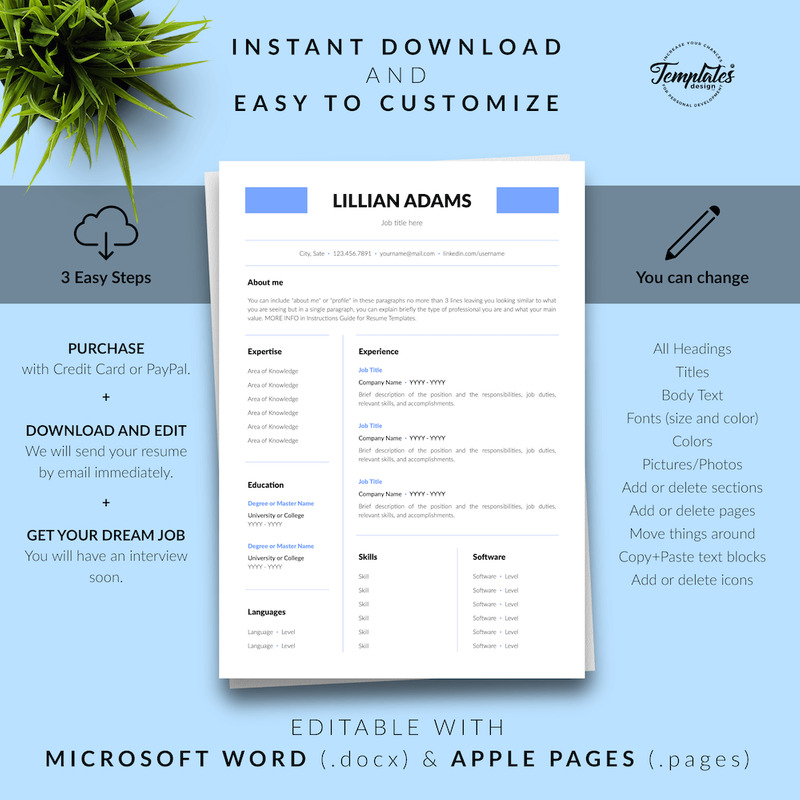 Lillian Adams - Clean CV Resume Template with Cover Letter for Microsoft Word & iWork Pages - Features Image 8