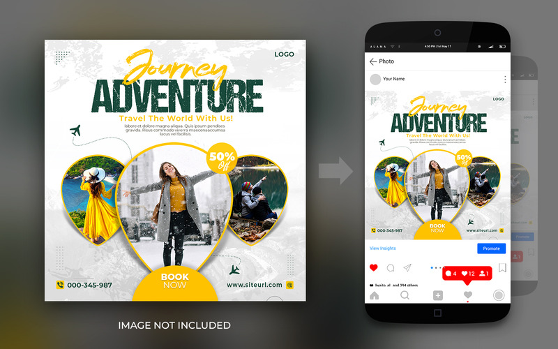 Adventure Travel And Tours Social Media Instagram And Facebook Post Square Flyer Design Template - Features Image 2