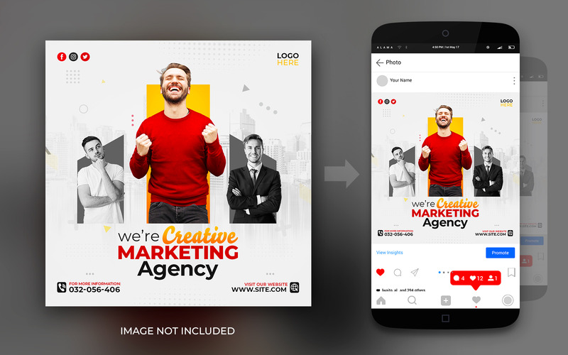 Agencia de marketing creativo y seminario web en vivo Plantilla de diseño de publicaciones en redes sociales de Instagram y Facebook - Características Imagen 2