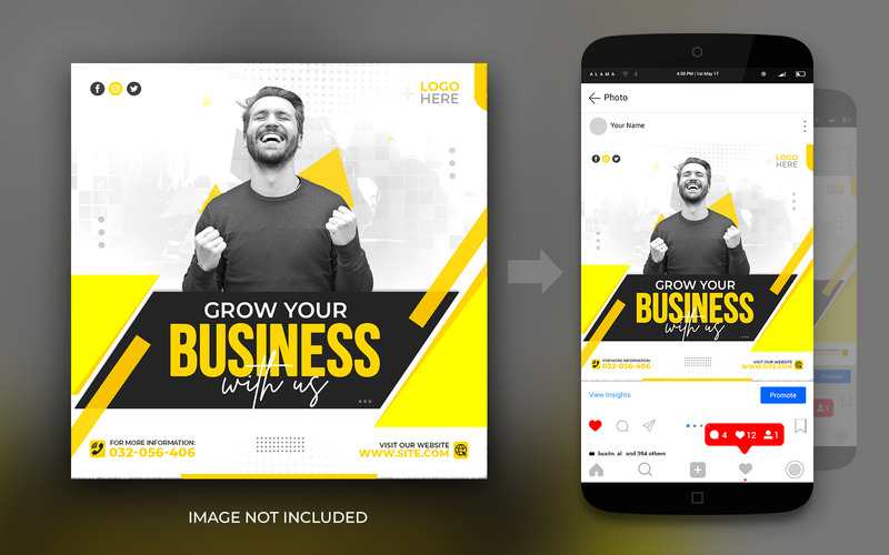 Grow Your Business Marketing Instagram And Facebook Corporate Social Media Post Design Template - Features Image 2