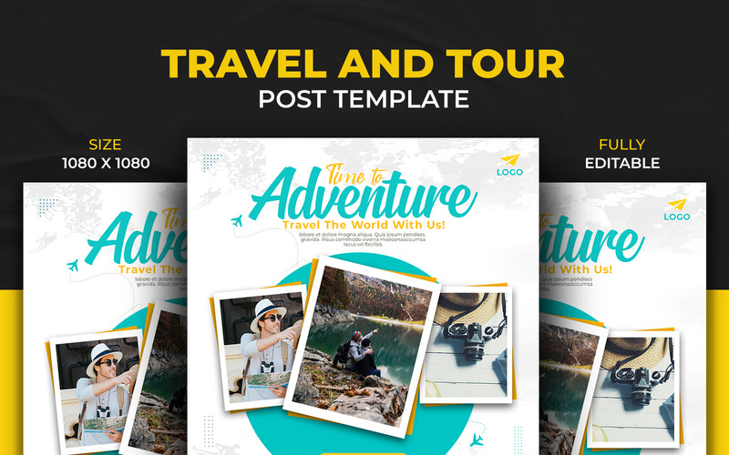 Travel The World Adventure Social Media Instagram And Facebook Post Square Flyer Design Template - Features Image 3