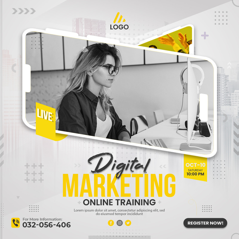 Digital Marketing Online Training And Corporate Social Media Post Design Template - Features Image 1