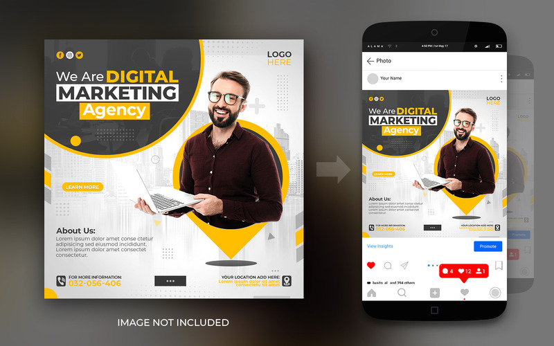 Digital Marketing Agency And Live Webinar Social Media Instagram And Facebook Post Design Template - Features Image 2
