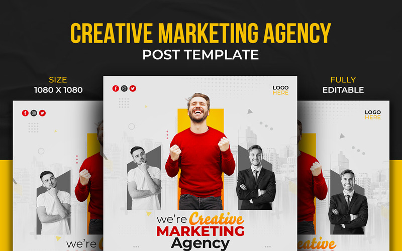 Agencia de marketing creativo y seminario web en vivo Plantilla de diseño de publicaciones en redes sociales de Instagram y Facebook - Características Imagen 3