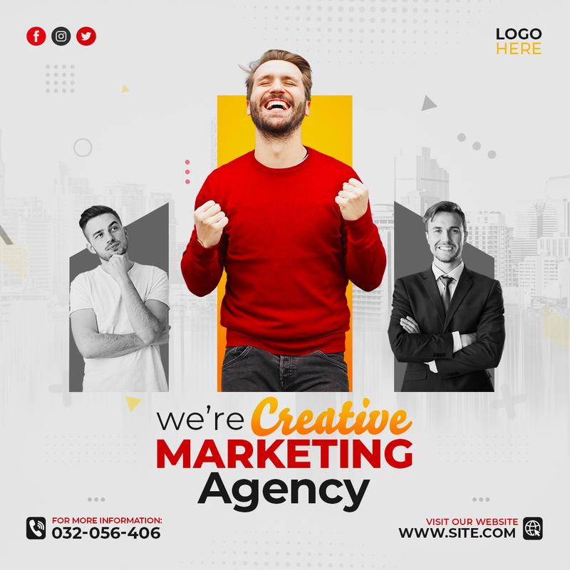 Agencia de marketing creativo y seminario web en vivo Plantilla de diseño de publicaciones en redes sociales de Instagram y Facebook - Características Imagen 1