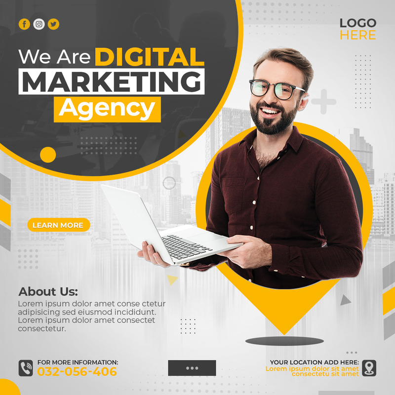 Digital Marketing Agency And Live Webinar Social Media Instagram And Facebook Post Design Template - Features Image 1