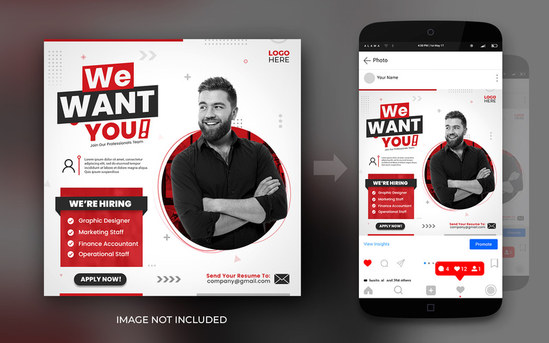 We Are Hiring Job Position Social Media Instagram Or Facebook Promotion Design Template - Features Image 2