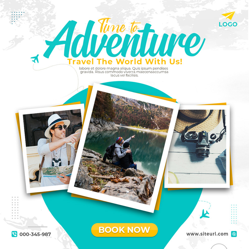 Travel The World Adventure Social Media Instagram And Facebook Post Square Flyer Design Template - Features Image 1