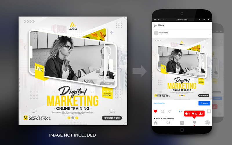Digital Marketing Online Training And Corporate Social Media Post Design Template - Features Image 2