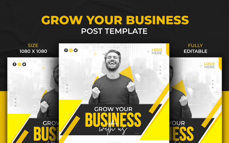 Grow Your Business Marketing Instagram And Facebook Corporate Social Media Post Design Template - Features Image 3