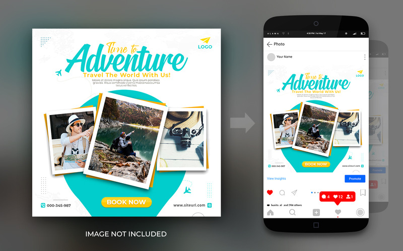 Travel The World Adventure Social Media Instagram And Facebook Post Square Flyer Design Template - Features Image 2