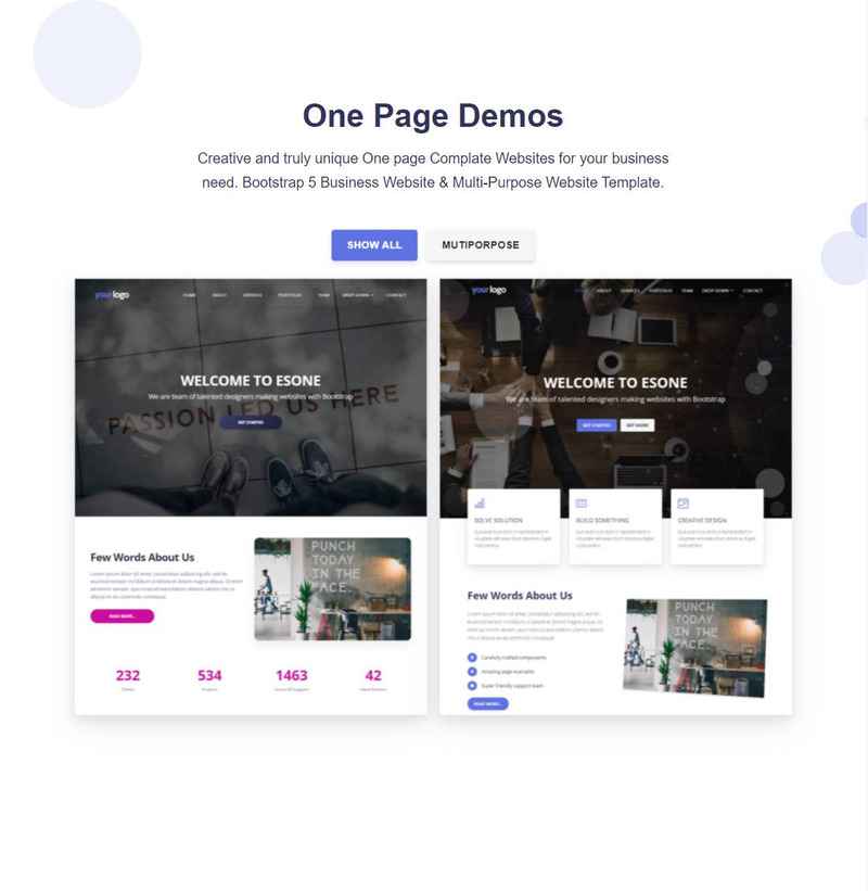 EsOne - Business- und Mehrzweck-Landingpage-Vorlage - Eigenschaften Bild 2