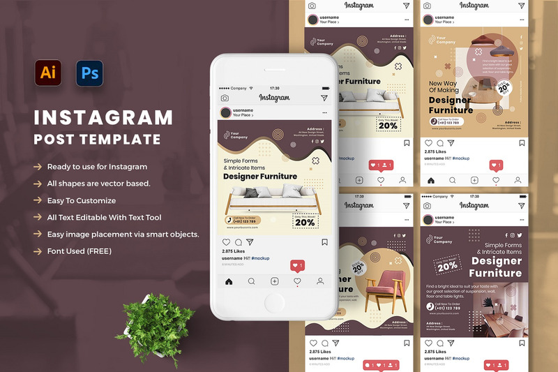 Furniture / Interior Designs Social Media Template vol.01 - Features Image 1