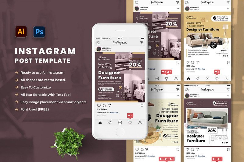 Furniture / Interior Designs Social Media Template vol.02 - Features Image 1