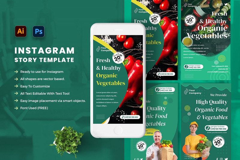 Cibo sano - Modello di social media per la storia di Instagram vol.02 - Caratteristiche Immagine 1