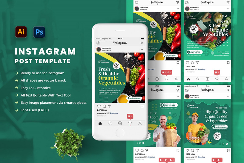 Modello di social media per cibo sano vol.02 - Caratteristiche Immagine 1