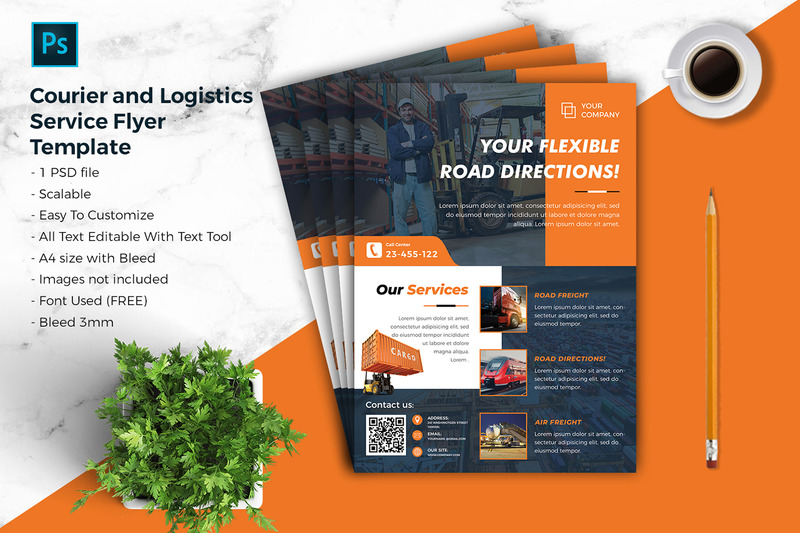 Modèle de Flyer de courrier et logistique vol.01 - Caractéristiques de l’image 1