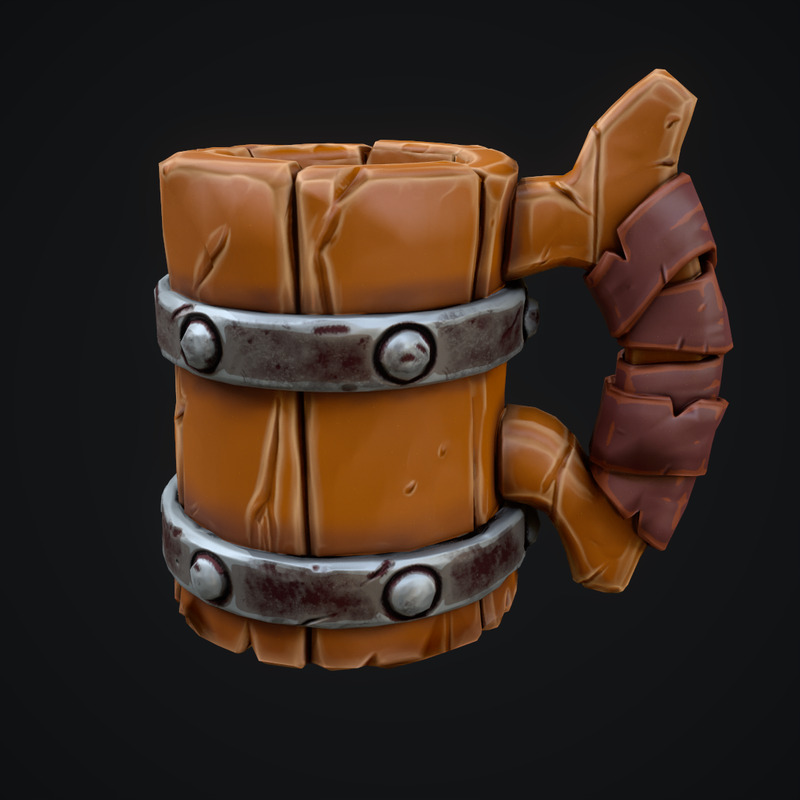 Stylized Wooden Mug Low-poly 3D model - Features Image 1