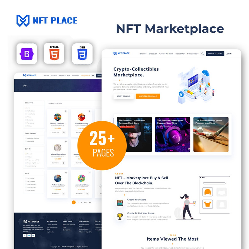 NFT Place - Marketplace For Selling NFTs HTML5 Website Template - Features Image 1