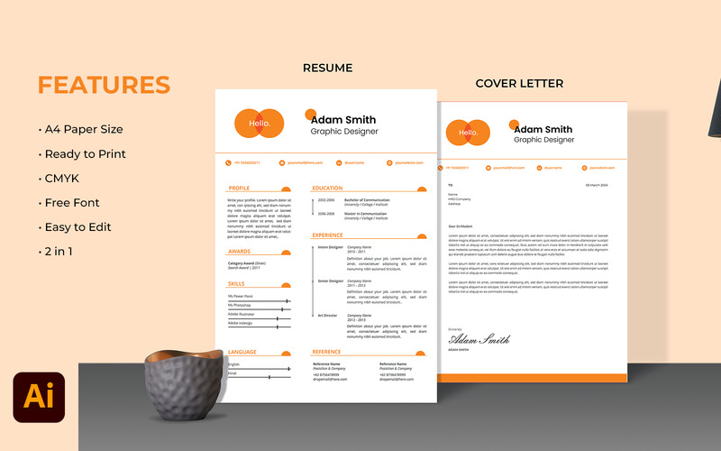 Grafisch ontwerper - Professioneel CV CV-sjabloon - Features Image 1