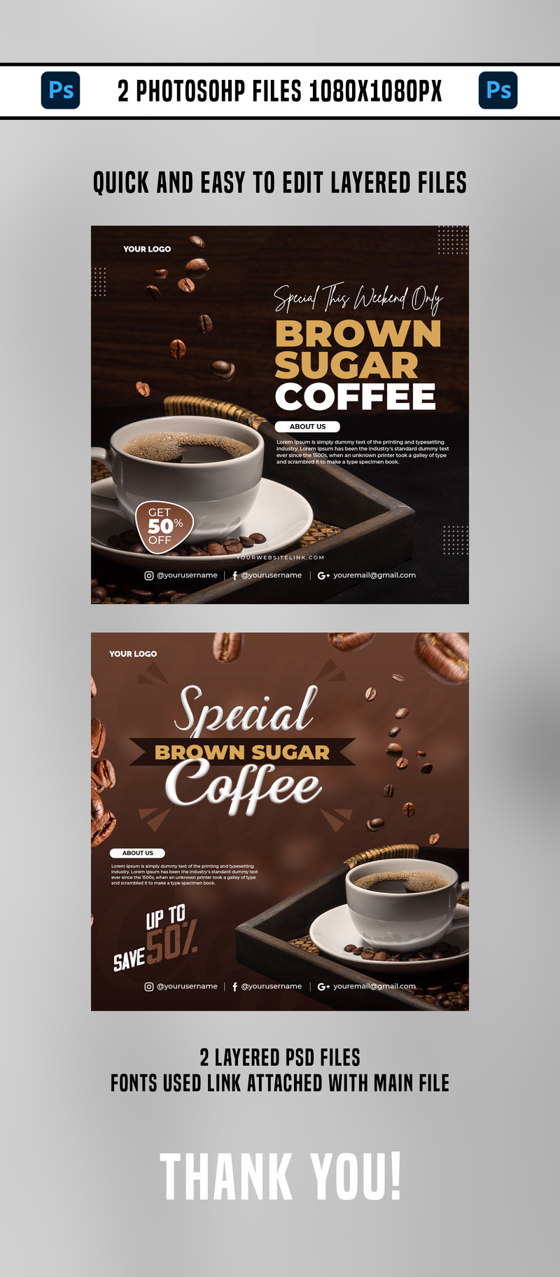Modelli di social media caffè V-2 - Caratteristiche Immagine 1