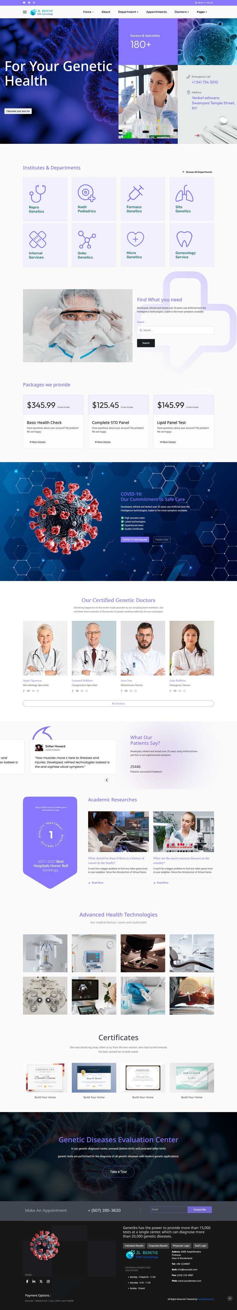 Modello Joomla 5 per la ricerca scientifica e di laboratorio di genetica JL - Caratteristiche Immagine 1