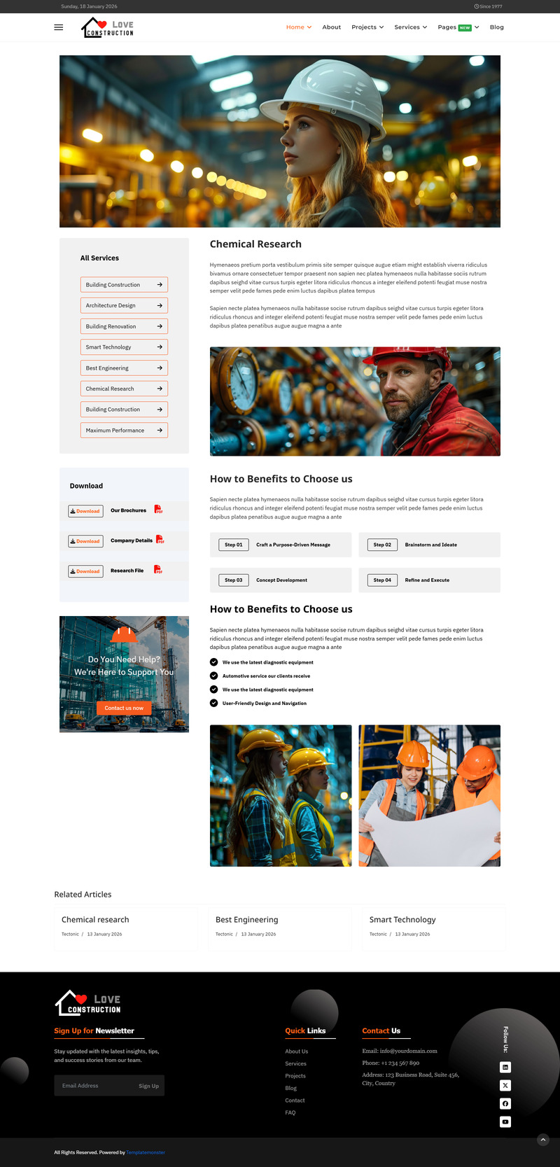 JL Tectonic Industry e per aziende di architettura e costruzione Joomla Template - Caratteristiche Immagine 2