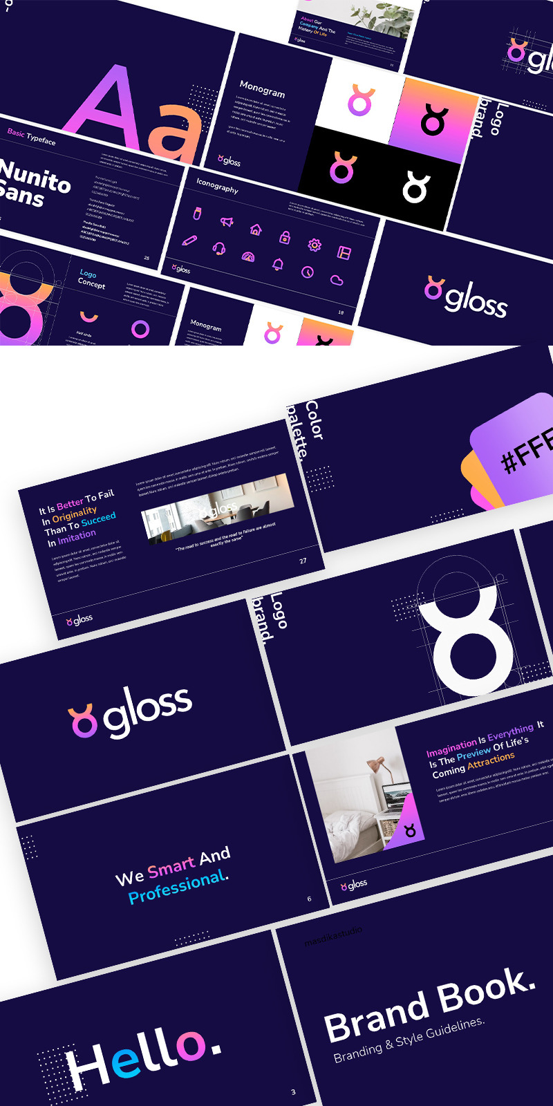 Gloss Dark Brand Guidelines Keynote Template