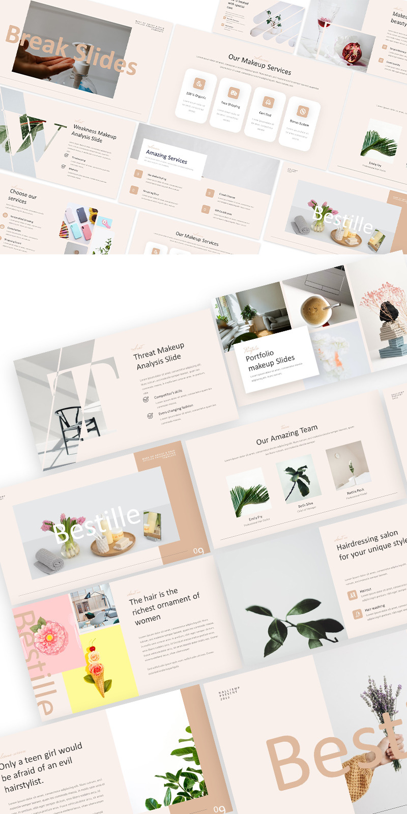 Bestille Make up Artist & Hairstyle Powerpoint Template - Features Image 1