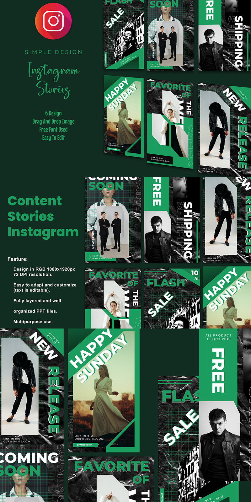 Modello PowerPoint per post e storie di Instagram - Caratteristiche Immagine 1