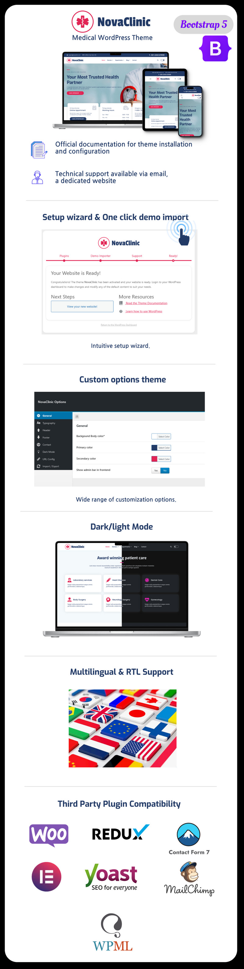 NovaClinic – WordPress-Theme für medizinische Kliniken - Eigenschaften Bild 1