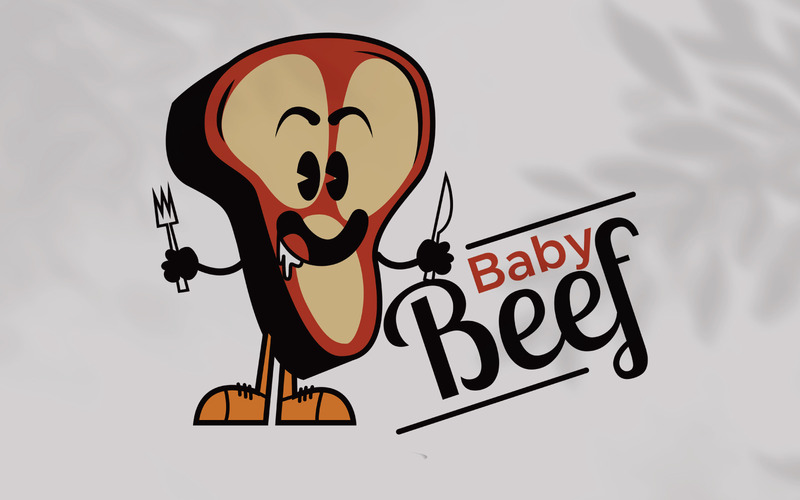 Modèle de logo de magasin de boeuf caricatural - Caractéristiques de l’image 1