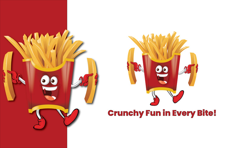 Crunchy Fun Mascot-logo – Happy Fries-karaktermerkontwerp - Features Image 1