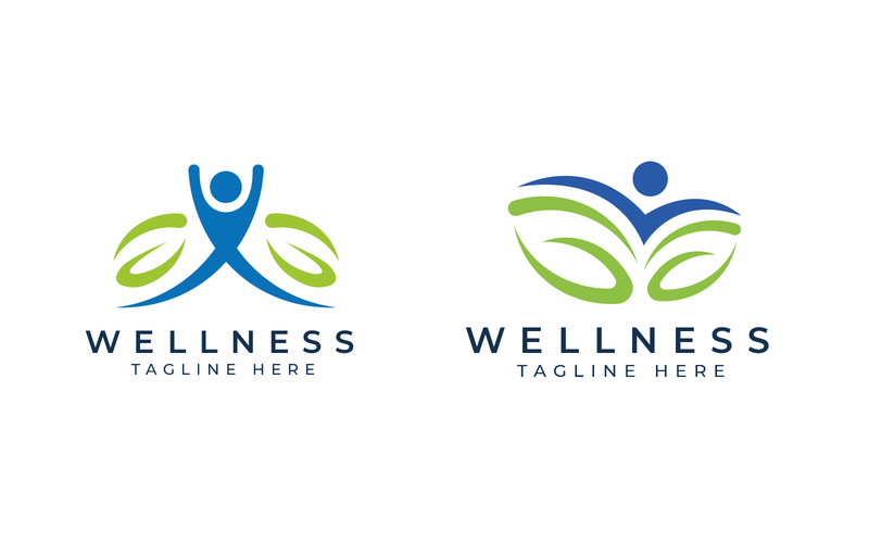 modello di design del logo benessere umano e foglia - Caratteristiche Immagine 1