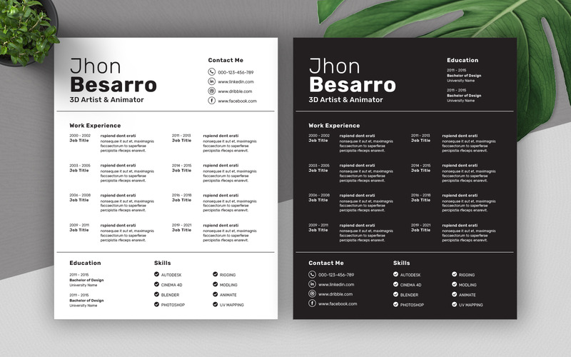 Professional Resume & Cover Letter Dark and Light - Features Image 2