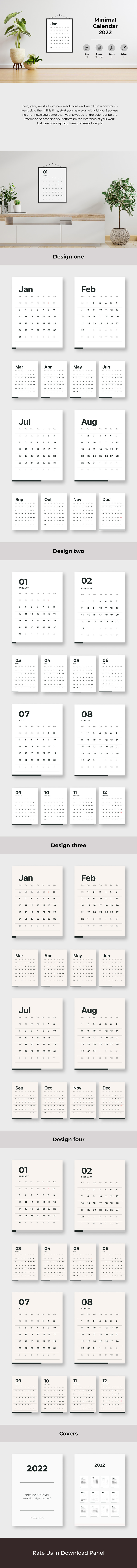 Minimal Calendar 2022 | New Year Calendar Planner - Features Image 1