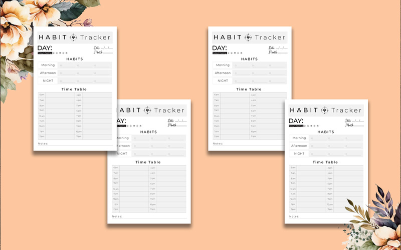 Habit Tracker Ogni ora Kdp Interior - Caratteristiche Immagine 1