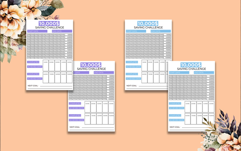 10K Saving Challenge Journal Planner Kdp Interior in 3 verschiedenen Farben - Eigenschaften Bild 2