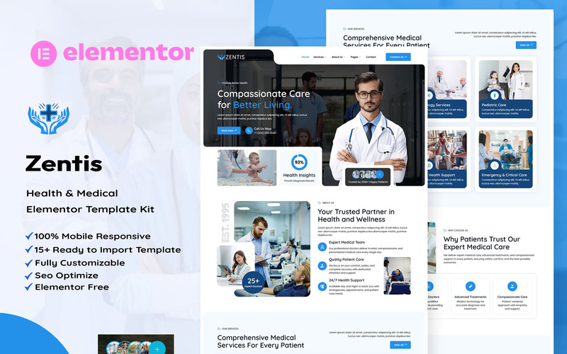 Zentis - Health & Medical Elementor Kit - Features Image 1