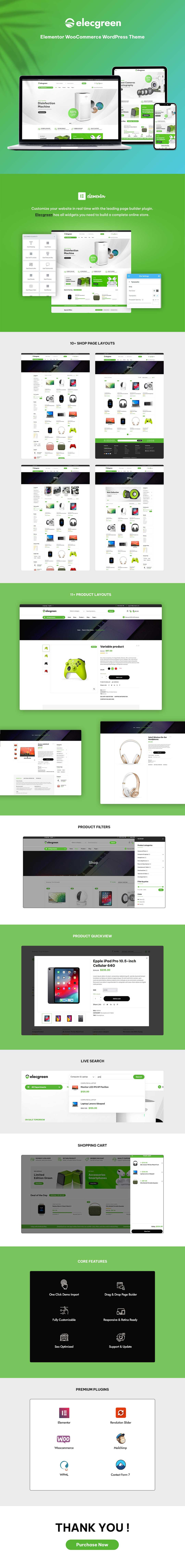 Elecgreen - электронная многоцелевая тема WooCommerce - Features Image 1