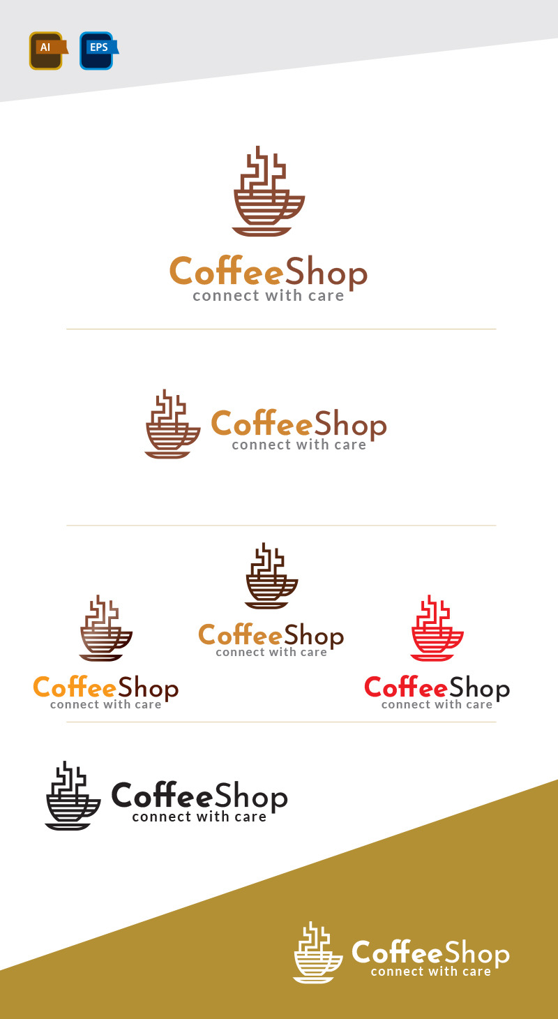 Modello di progettazione del logo della caffetteria Vol 3 - Caratteristiche Immagine 1