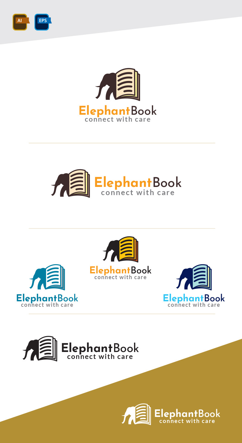Шаблон дизайну логотипу книги слона - Features Image 1