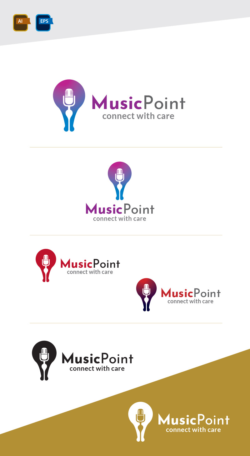 Modello di progettazione del logo del punto musicale - Caratteristiche Immagine 1