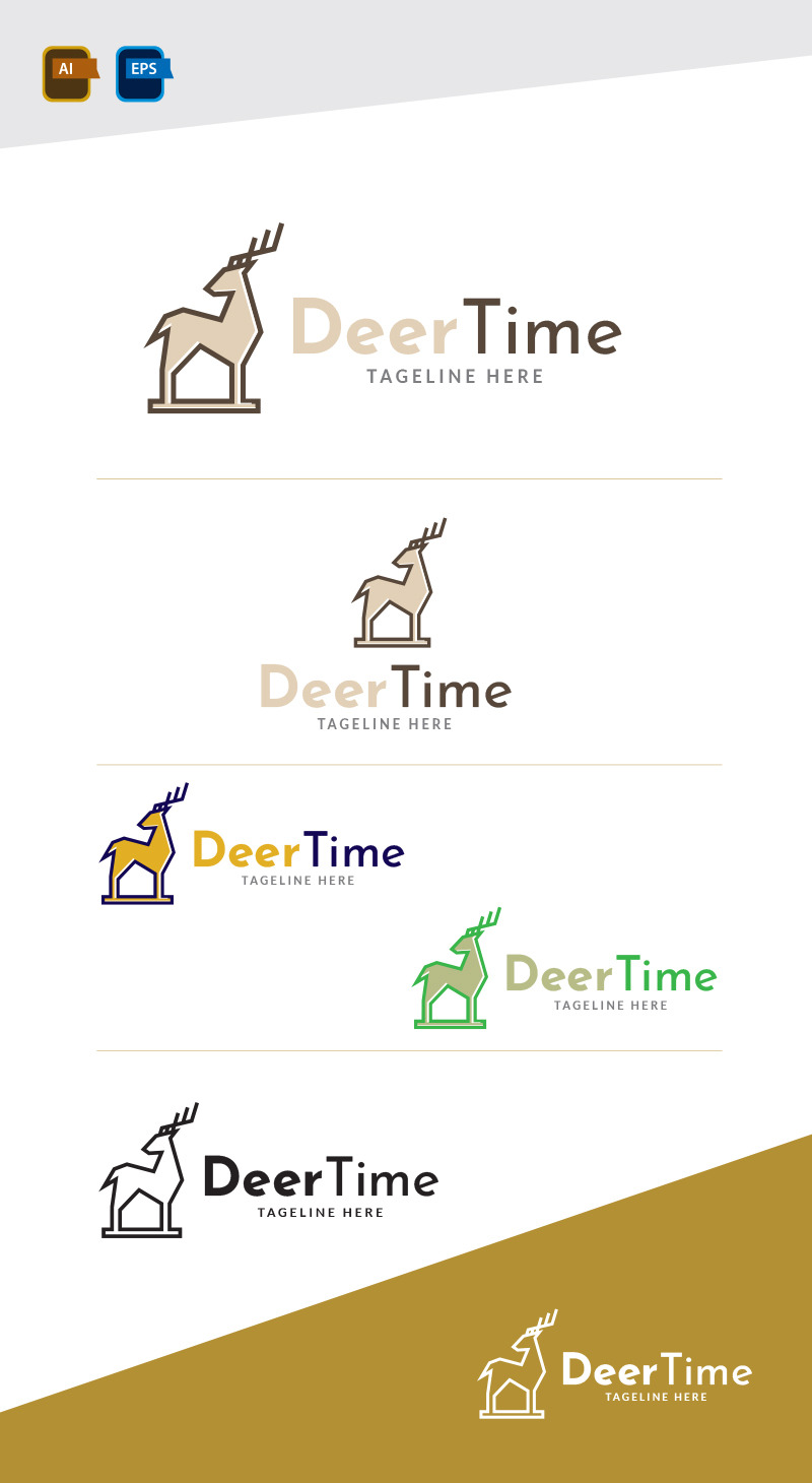 Modèle de conception de logo de temps de cerf - Caractéristiques de l’image 1