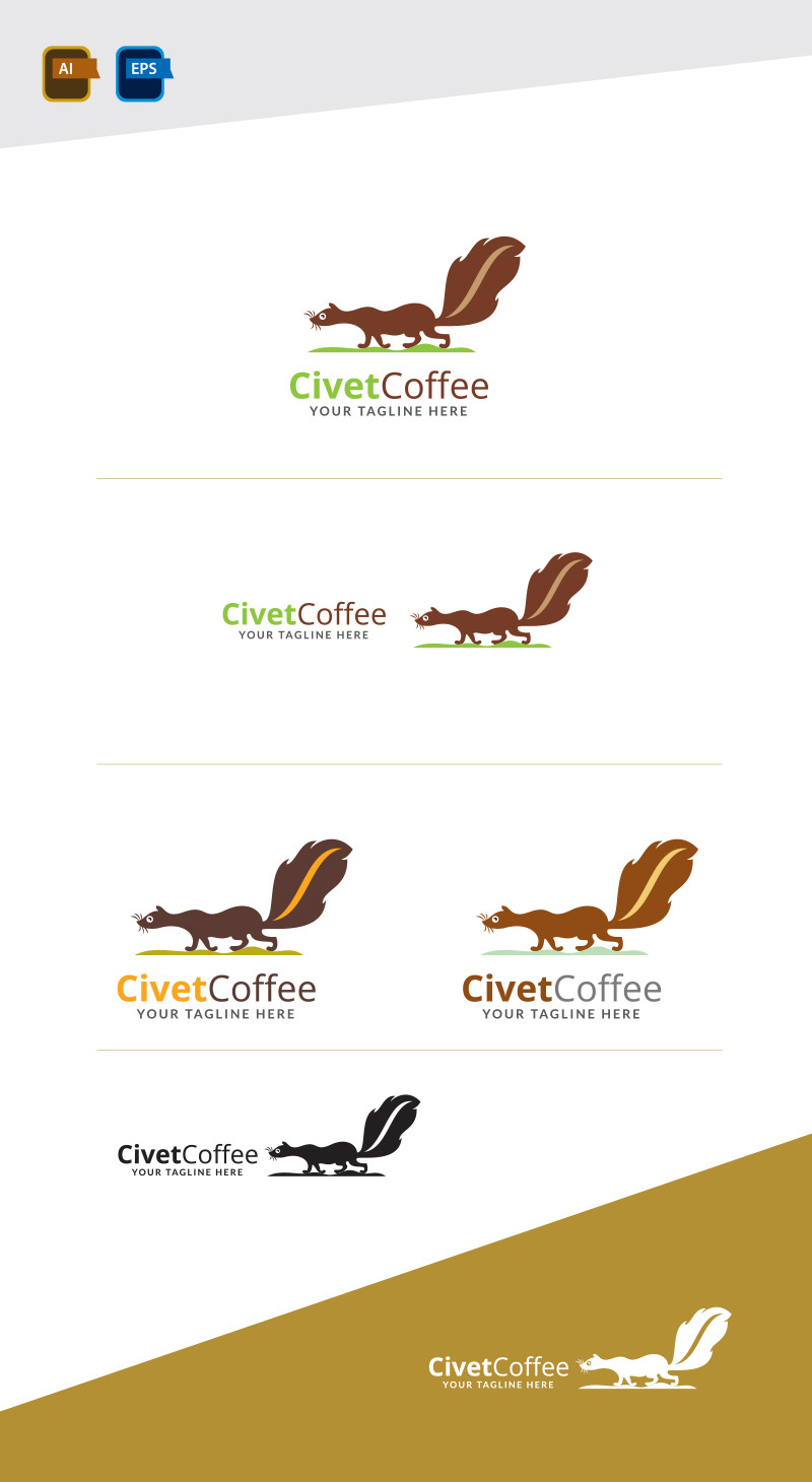 Modello di progettazione del logo del caffè Civet - Caratteristiche Immagine 1