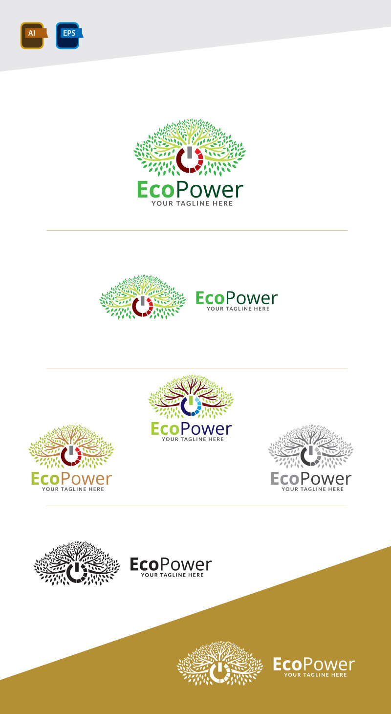 Modello di progettazione del logo Eco Power - Caratteristiche Immagine 1